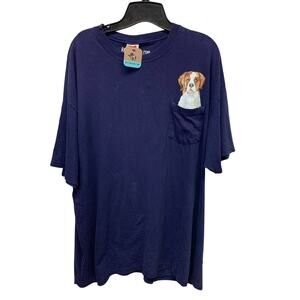 Hand Printed Upcycled XL St Bernard Puppy Dog 100% Cotton Crew Neck Tee Shirt